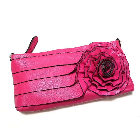 Pink Leather Flower 4 in 1 Purse - Picture 3 of 8